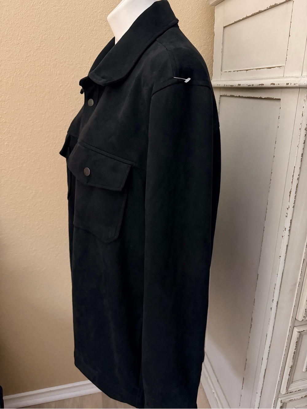 Frye Black Faux Suede Snap-Front Shirt Jacket - Picture 5 of 7